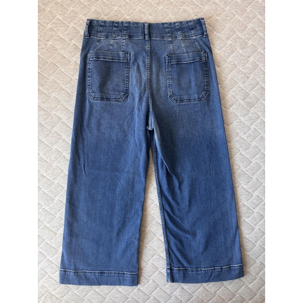 Maeve The Colette Jeans Womens 31P Blue High Rise Wide Leg Crop Stretch Denim - Picture 3 of 8
